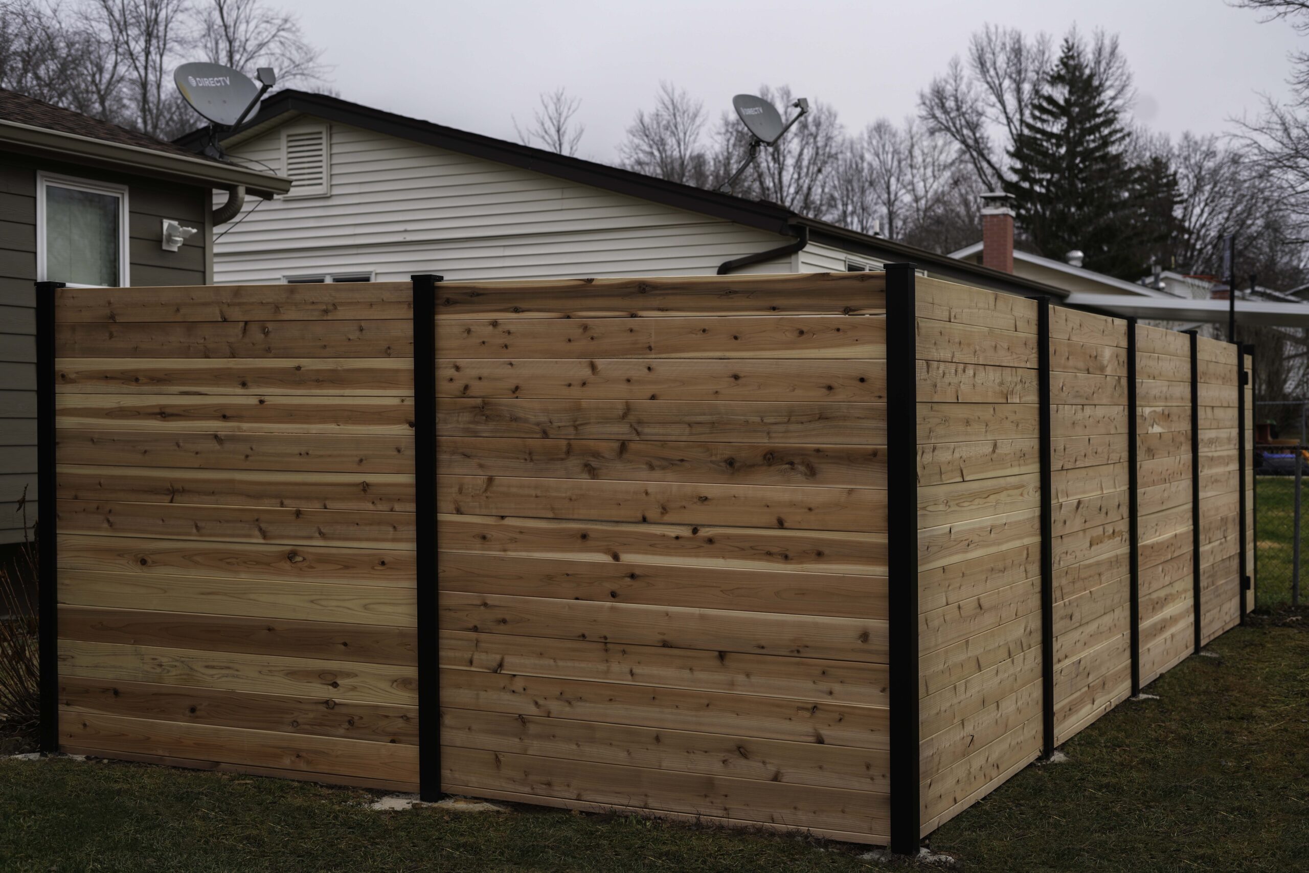 Cedar Wood Fence Black Aluminum Fence Post St. Charles Missouri
