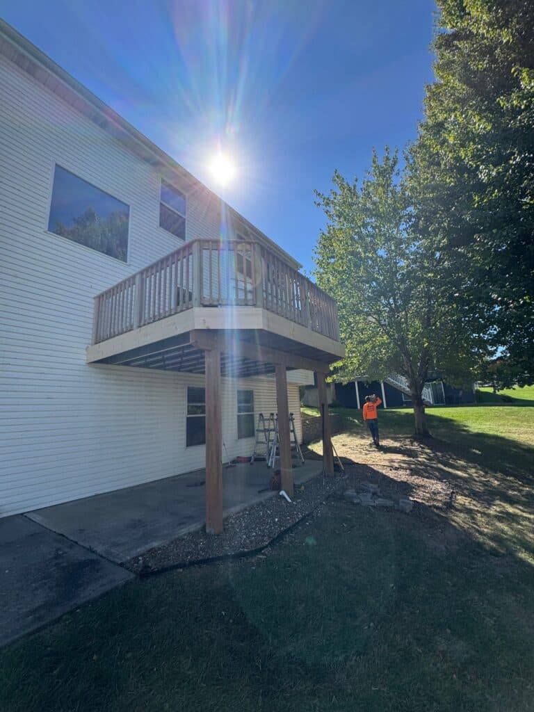 After: revamped deck seen from the yard