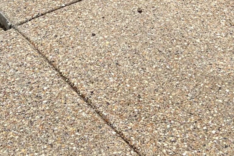 Exposed aggregate concrete patio